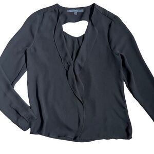 GUESS BLACK LONG SLEEVE BLOUSE TO WITH RUFFLES AND CUTOUT SIZE SMALL